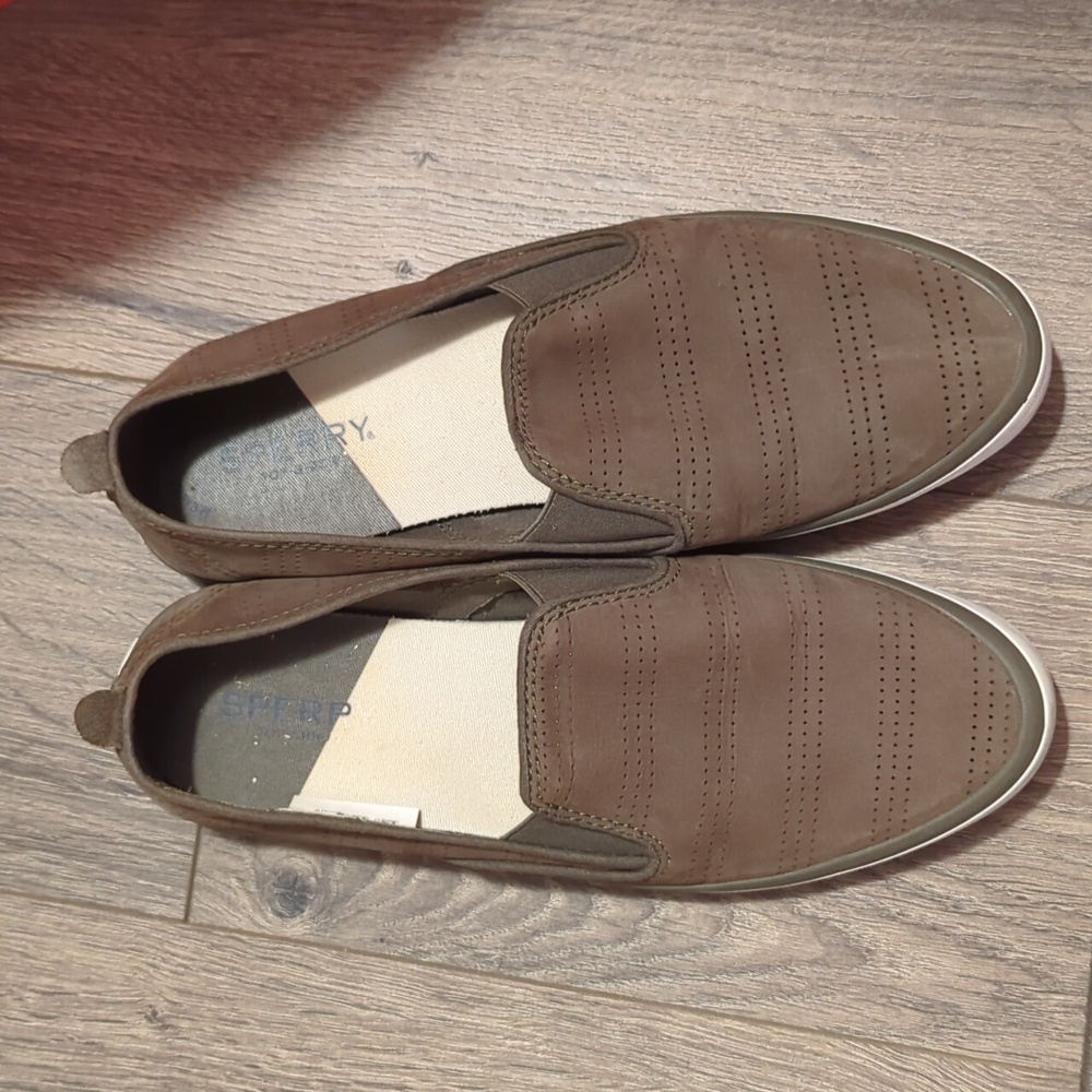 Sperry Brown Perforated Slip-On Loafers